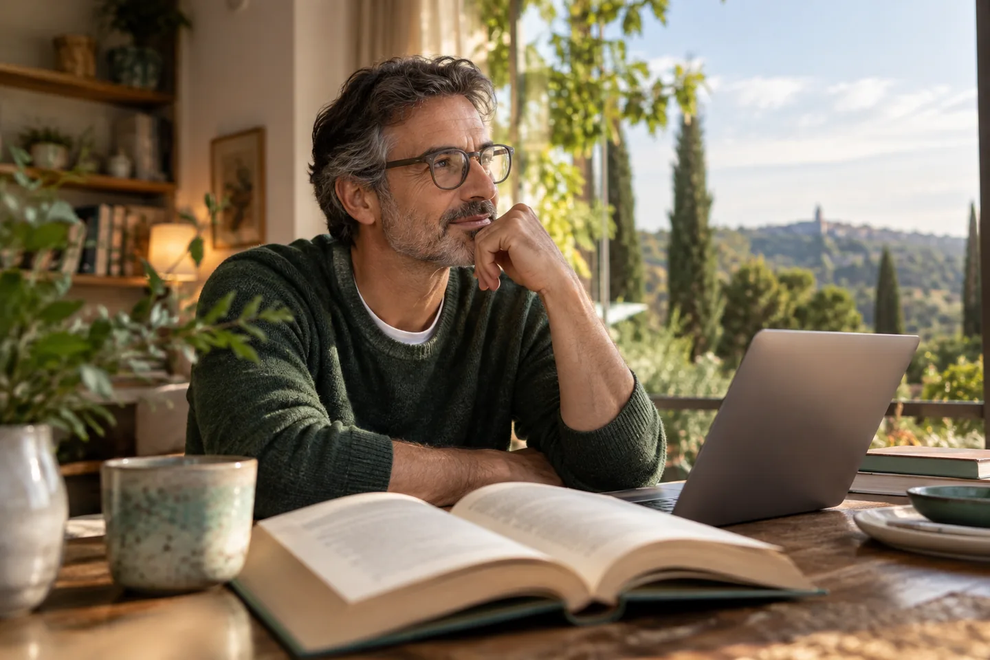 Lectura y trabajo con gafas, imagen ilustrativa creada con IA
